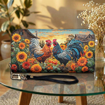 Farmhouse Love Leather Wallet Sunflower Field Love Pair