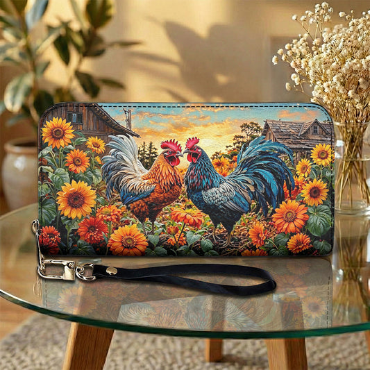 Farmhouse Love Leather Wallet Sunflower Field Love Pair