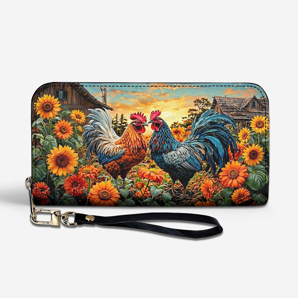 Farmhouse Love Leather Wallet Sunflower Field Love Pair