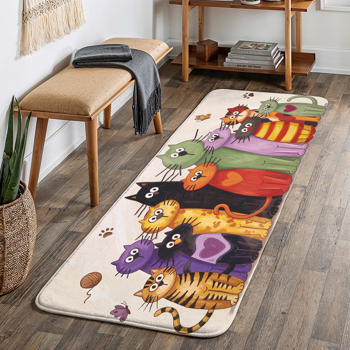 Whimsical Cat Doormat Floor Mat Runner Rug Whimsical Cat Welcome Parade