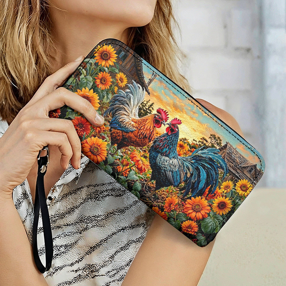 Farmhouse Love Leather Wallet Sunflower Field Love Pair