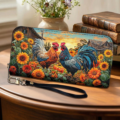 Farmhouse Love Leather Wallet Sunflower Field Love Pair