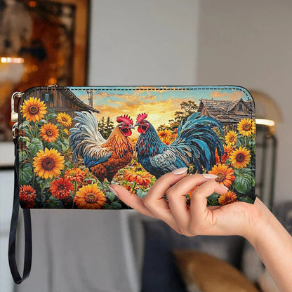 Farmhouse Love Leather Wallet Sunflower Field Love Pair
