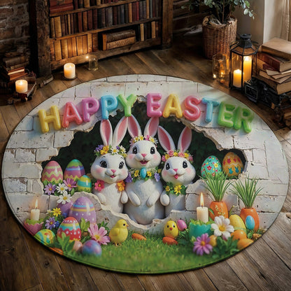 Bunny Easter Lover Round Rug Easter Bunny Wonderland