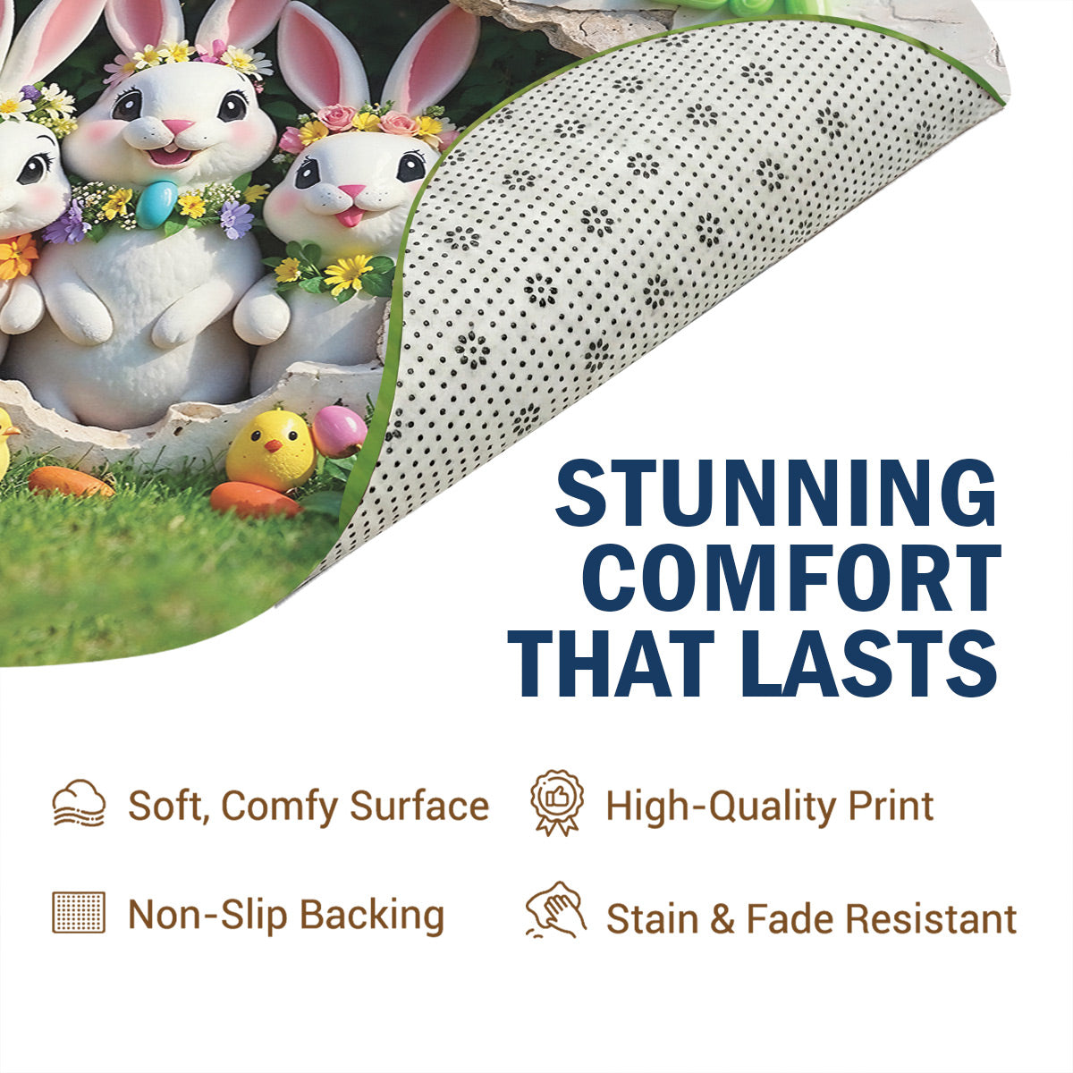 Bunny Easter Lover Round Rug Easter Bunny Wonderland
