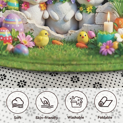 Bunny Easter Lover Round Rug Easter Bunny Wonderland