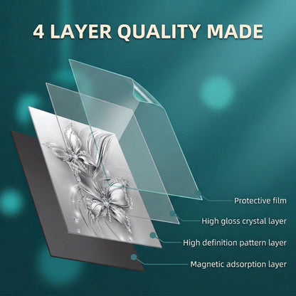 Floral Butterfly Magnetic Dishwasher Cover Ethereal Silver Butterfly Harmony