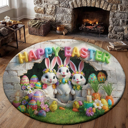 Bunny Easter Lover Round Rug Easter Bunny Wonderland