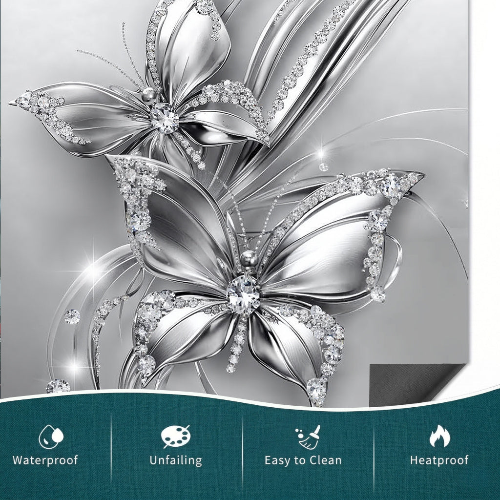 Floral Butterfly Magnetic Dishwasher Cover Ethereal Silver Butterfly Harmony