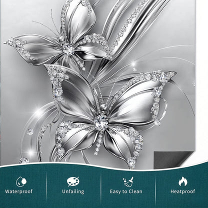 Floral Butterfly Magnetic Dishwasher Cover Ethereal Silver Butterfly Harmony