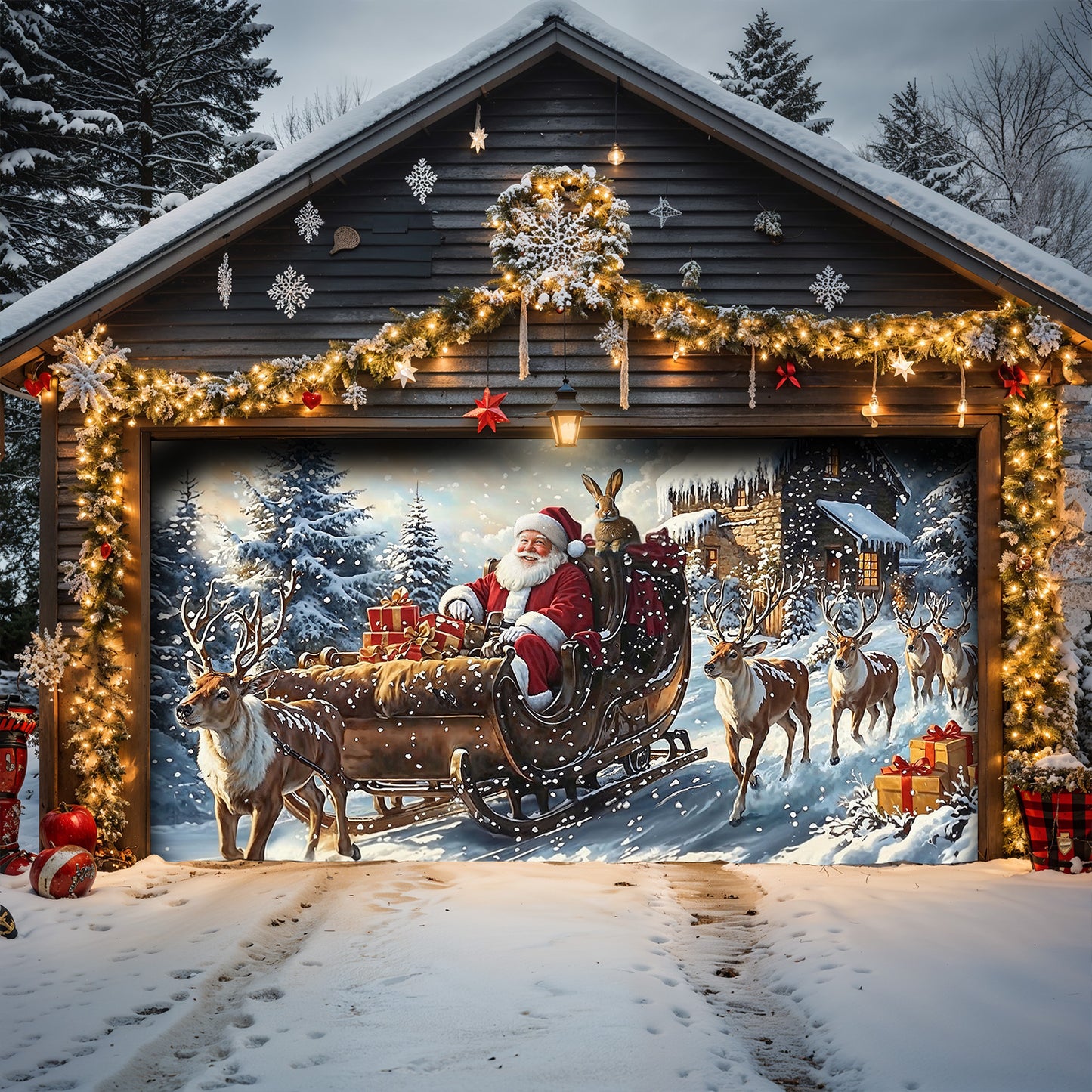 Christmas Garage Door Banner Decoration - Gentle Christmas Spirit