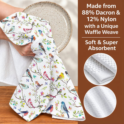 Bird Lovers Kitchen Towel Whispering Songbirds Blossom Haven