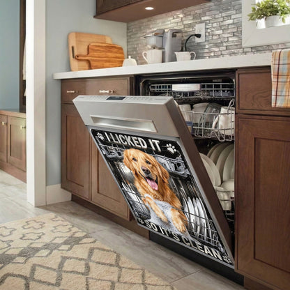 Dog Lover Magnetic Dishwasher Cover Officially Licked Therefore Clean