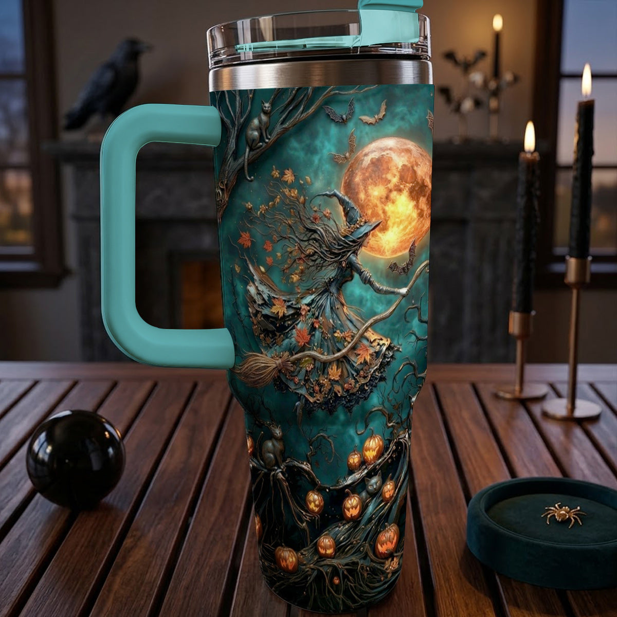 Halloween Witch Lovers 40 oz Tumbler Witch Of The Harvest Moon