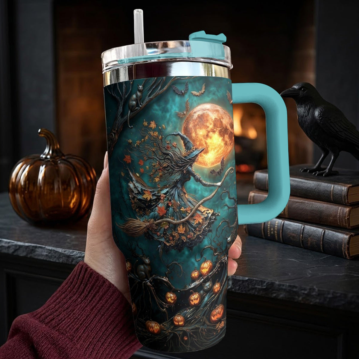 Halloween Witch Lovers 40 oz Tumbler Witch Of The Harvest Moon