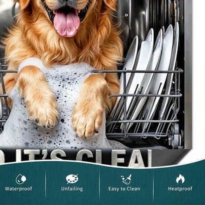 Dog Lover Magnetic Dishwasher Cover Officially Licked Therefore Clean