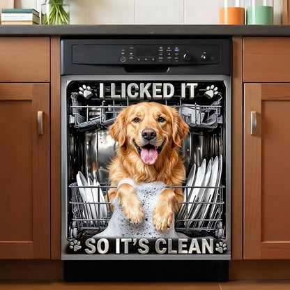 Dog Lover Magnetic Dishwasher Cover Officially Licked Therefore Clean
