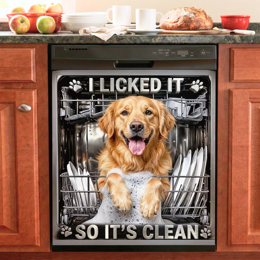 Dog Lover Magnetic Dishwasher Cover Officially Licked Therefore Clean