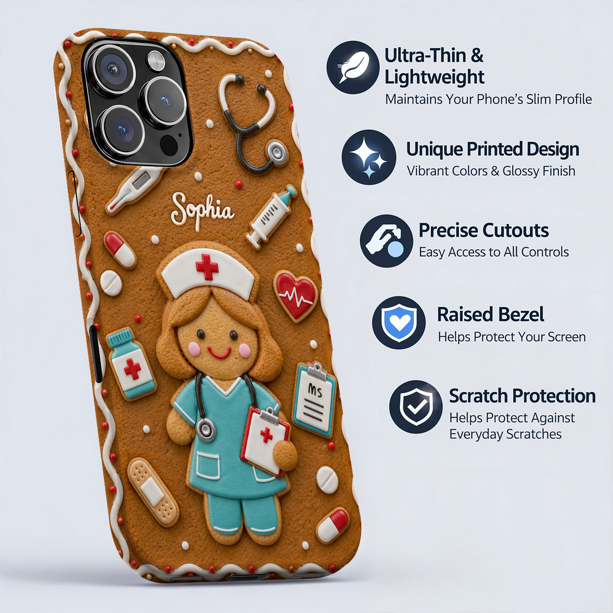 Personalized Nurse Phone Case Gingerbread Nurse Christmas