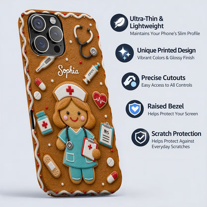 Personalized Nurse Phone Case Gingerbread Nurse Christmas