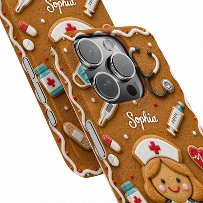 Personalized Nurse Phone Case Gingerbread Nurse Christmas