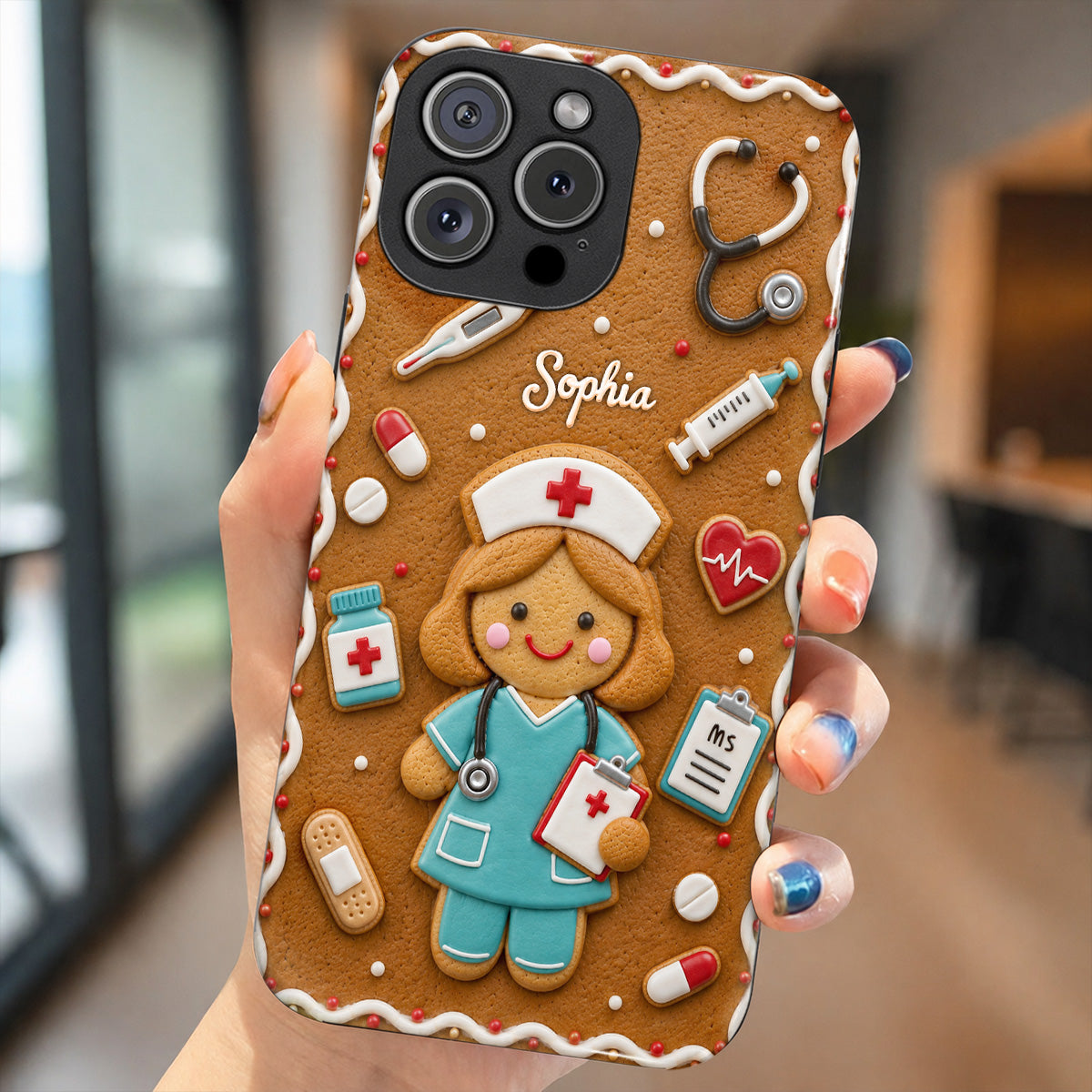 Personalized Nurse Phone Case Gingerbread Nurse Christmas