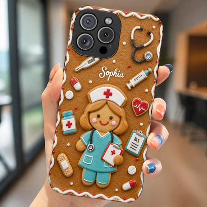 Personalized Nurse Phone Case Gingerbread Nurse Christmas