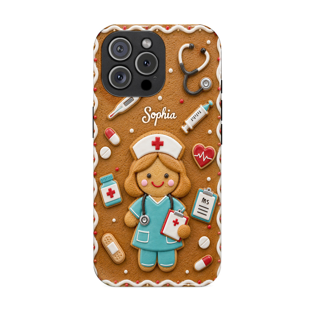 Personalized Nurse Phone Case Gingerbread Nurse Christmas
