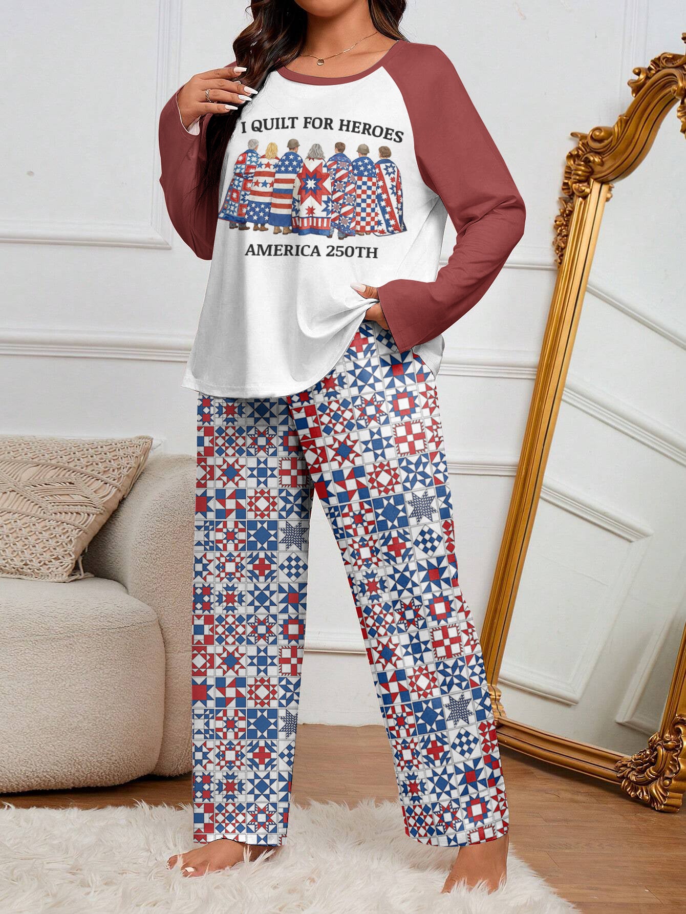 Quilting Lover Raglan Lounge Pajamas Threads Of Heroic Legacy
