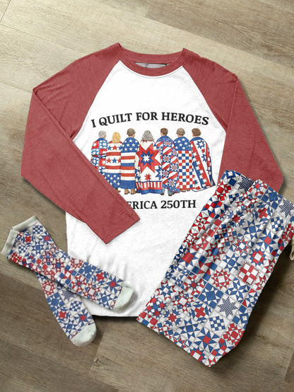 Quilting Lover Raglan Lounge Pajamas Threads Of Heroic Legacy