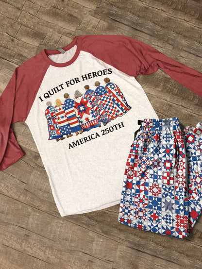 Quilting Lover Raglan Lounge Pajamas Threads Of Heroic Legacy