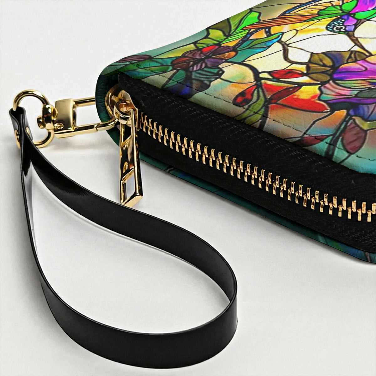 Hummingbird Leather Wallet Stained Glass Hummingbird