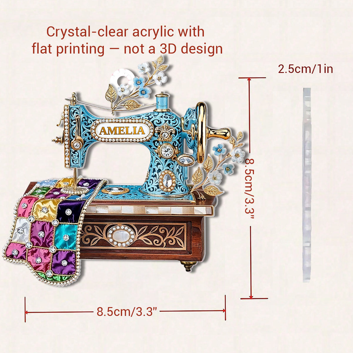 Sewing 2D Acrylic Ornament Sew Happy Personalized