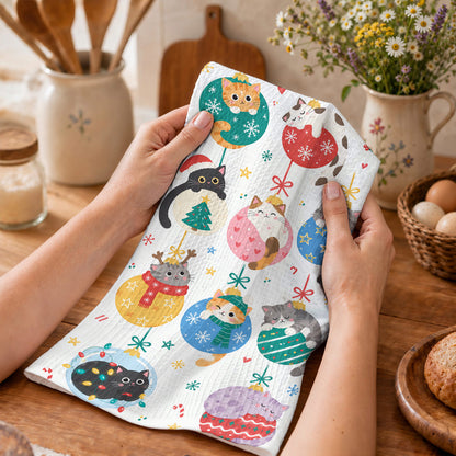 Meowy Christmas Ornament Cats Kitchen Towel