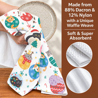 Meowy Christmas Ornament Cats Kitchen Towel