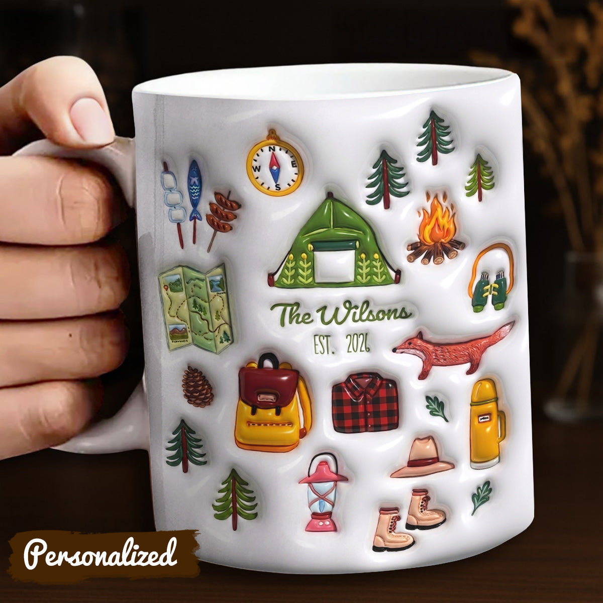 Camping Ceramic Mug Personalized Family Camping
