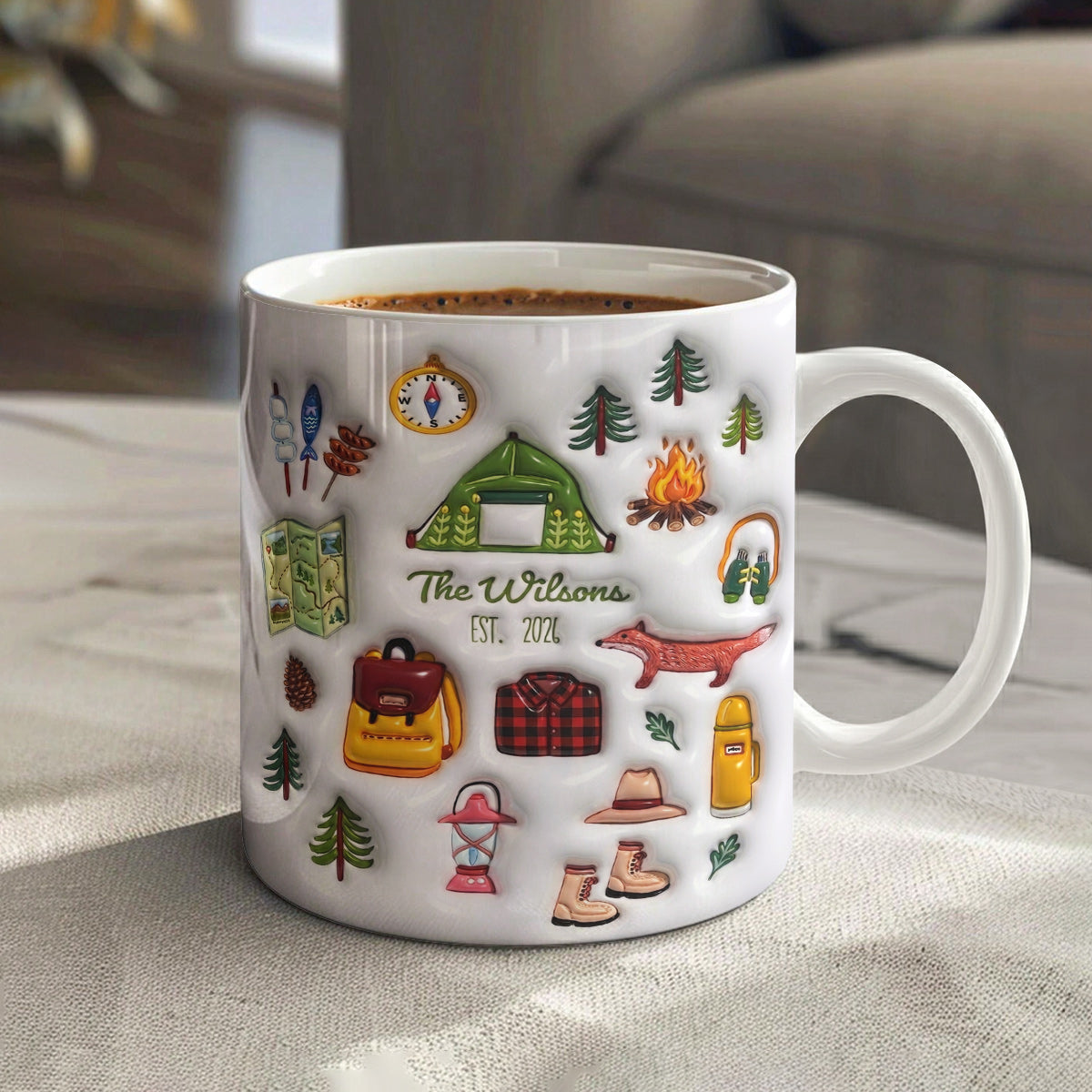 Camping Ceramic Mug Personalized Family Camping