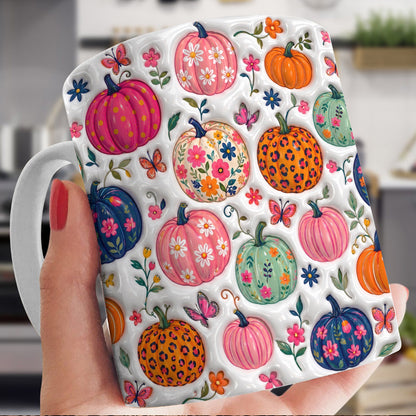 Autumn Garden Ceramic Mug Floral Pumpkin Patch Fantasy