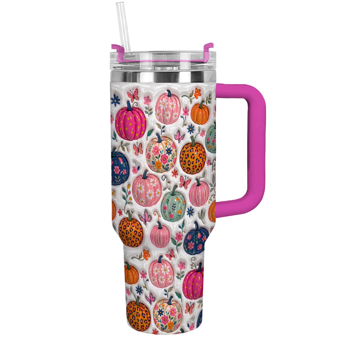 Autumn Garden 40 oz Tumbler Floral Pumpkin Patch Fantasy