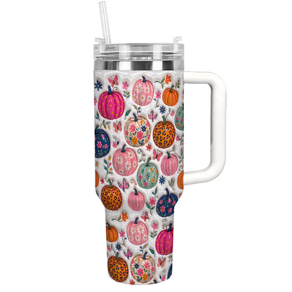 Autumn Garden 40 oz Tumbler Floral Pumpkin Patch Fantasy