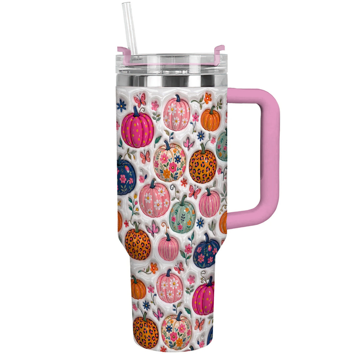 Autumn Garden 40 oz Tumbler Floral Pumpkin Patch Fantasy