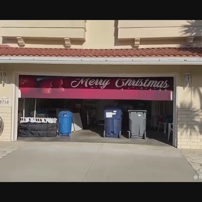 Christmas Garage Door Banner Decoration - Winter Forest Snowman Gathering with Bunnies and Cardinals