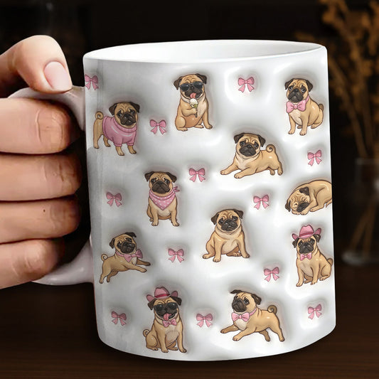 Pug Lover 11 oz Mug Adorable Pink Bow Pug