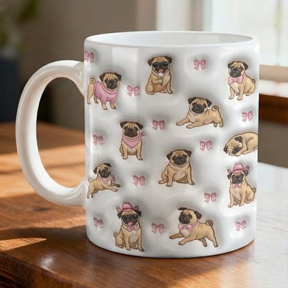 Pug Lover 11 oz Mug Adorable Pink Bow Pug