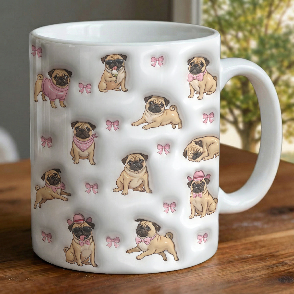 Pug Lover 11 oz Mug Adorable Pink Bow Pug