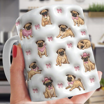 Pug Lover 11 oz Mug Adorable Pink Bow Pug