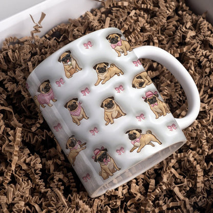 Pug Lover 11 oz Mug Adorable Pink Bow Pug