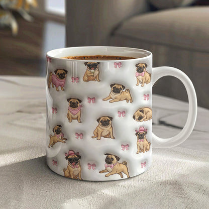 Pug Lover 11 oz Mug Adorable Pink Bow Pug
