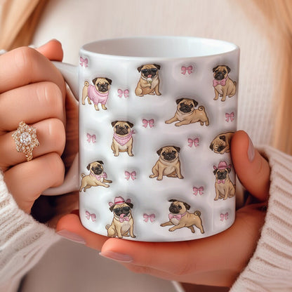 Pug Lover 11 oz Mug Adorable Pink Bow Pug