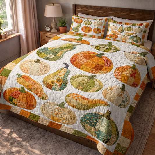 Autumn Quilted Blanket Harvest Pumpkin Patch